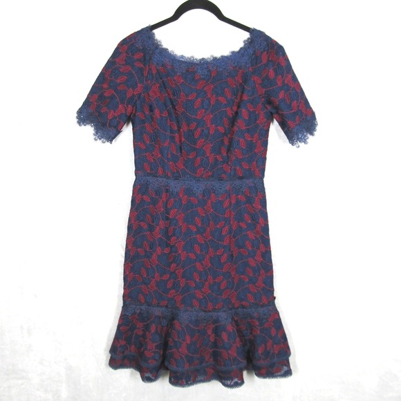 Shani Lace Dress Cocktail Party Floral Red Blue Size US 2 UK 6 EUR 32 - Picture 1 of 16